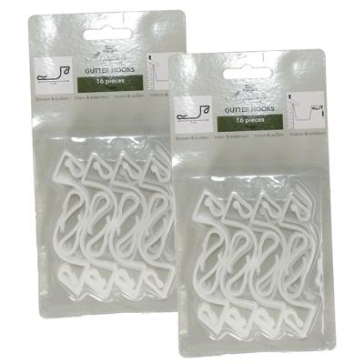 Kerstverlichting bevestigingshaakjes - 32x - wit -?7 cm - bevestiging dakgoot - haakjes