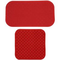 MSV Douche/bad anti-slip matten set badkamer - rubber - 2x stuks - terracotta - 2 formaten - thumbnail