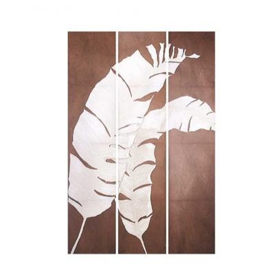 Kamerscherm Wit Bruin Canvas 122 x 2,5 x 180 cm