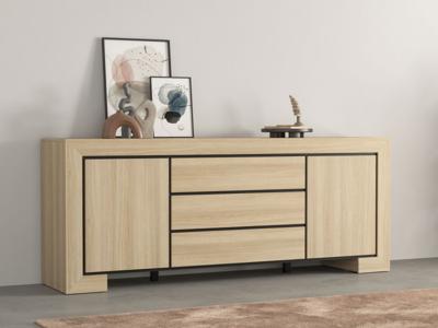Dressoir CASTRO 2 deuren 3 lades elegante eik