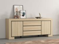 Dressoir CASTRO 2 deuren 3 lades elegante eik