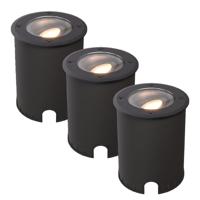 Set van 3 Lilly dimbare LED Grondspot - Kantelbaar - Overrijdbaar - Rond - 2700K warm wit - IP67 waterdicht - 3 jaar garantie - Zwart