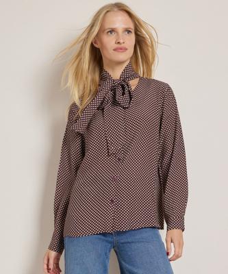 stippenprint blouse met strikkraag stippenprint blouse met strikkraag