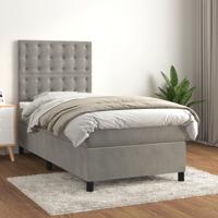 Boxspring met matras fluweel lichtgrijs 90x190 cm