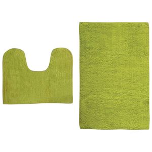 MSV Badkamerkleedje/badmatten set - voor op de vloer - lime/appel groen - 45 x 70 cm/45 x 35 cm