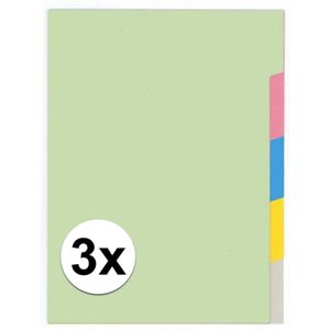 3x Gekleurde tabbladen A4 met 5 tabs