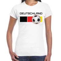 Deutschland / Duitsland voetbal / landen shirt met voetbal en Duitse vlag wit voor dames 2XL  - - thumbnail