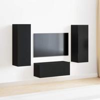 4-delige TV-kastenset zwart eiken samengesteld hout