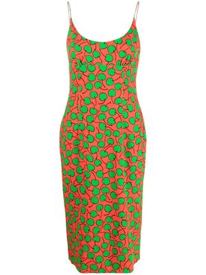 Moschino robe mi-longue à imprimé graphique - Rouge
