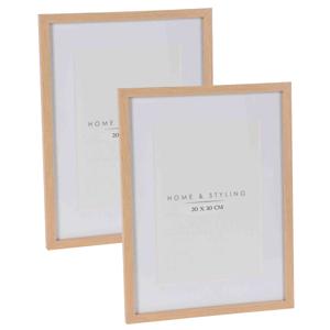 Fotolijst - 2x - 32 x 42 x 2 cm - hout - geschikt voor 20 x 30 cm foto - fotolijstjes