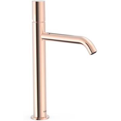 Wastafelkraan Tres Study | Opbouw | Mengkraan | Hoog model | 1-knop | Rond | 24k Rose goud