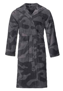 Camouflage badjas grijs - met capuchon - Vossen