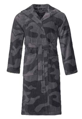 Camouflage badjas grijs - met capuchon - Vossen