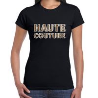 Haute couture slangen print tekst t-shirt zwart dames