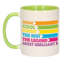 Cadeau koffie/thee mok voor mama - lijstje beste mama - groen - 300 ml - Moederdag