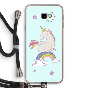 Regenboog eenhoorn: Samsung Galaxy J4 Plus Transparant Hoesje met koord