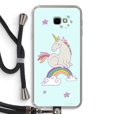 Regenboog eenhoorn: Samsung Galaxy J4 Plus Transparant Hoesje met koord