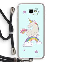 Regenboog eenhoorn: Samsung Galaxy J4 Plus Transparant Hoesje met koord
