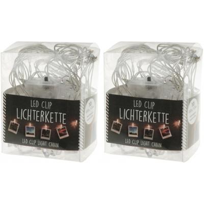 Lichtslinger - 1x - met LED knijpertjes - 150 cm - Kerstkaarten ophangen - 150 cm Lichtslinger - 1x - met LED knijpertjes - 150 cm - Kerstkaarten ophangen - 150 cm