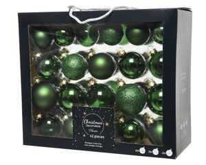 Kerstbal glas d7cm dengrn ass 42st - Decoris