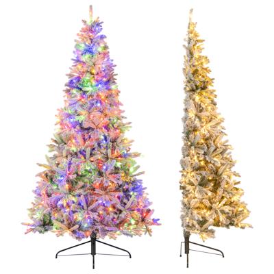 210 cm Halfbewerkte Kerstboom Voorverlicht Sneeuw-beklede Kerstboom met 852 Takpunten