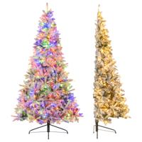 210 cm Halfbewerkte Kerstboom Voorverlicht Sneeuw-beklede Kerstboom met 852 Takpunten