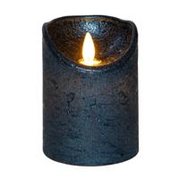 Anna's Collection Stompkaars - LED - metallic blauw - H10 cm - bewegende vlam - kaars