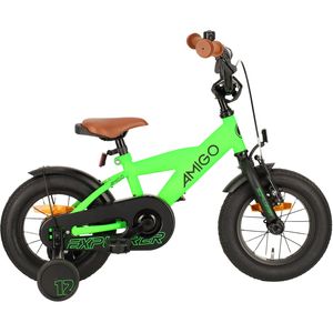 AMIGO Jongensfiets Explorer 12 Inch 20 cm Jongens Terugtraprem Groen/Zwart