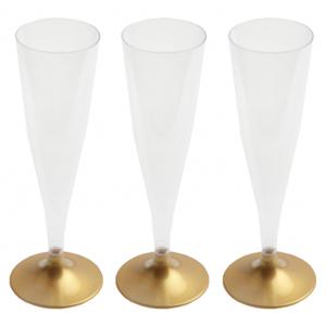 Champagneglazen - 10x - plastic - 140 ml - goud - herbruikbaar