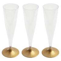 Champagneglazen - 10x - plastic - 140 ml - goud - herbruikbaar