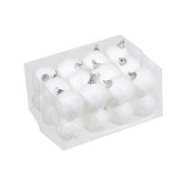 24x Kleine kunststof kerstballen met sneeuw effect wit 4 cm   -