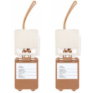 Kofferlabel van organisch eco tarwestro - 10x - wit - 10 x 5 cm - reiskoffer/handbagage labels