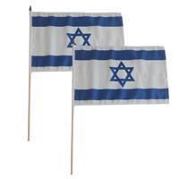 Luxe zwaaivlag Israel - 2x - 30 x 45 cm - polyester - Israelische vlag op stok vlag