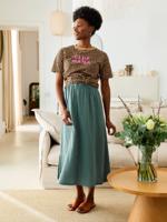Lange zwangerschapsrok van katoengaas smaragdgroen