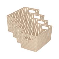 Opbergmand - 4x - Kastmand - rotan kunststof - taupe - 5 Liter - 15 x 28 x 13 cm