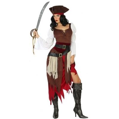 Carnaval verkleed kostuum - Piraat Francisca - Dames - jurk met hoed - polyester - Piraten