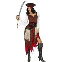 Carnaval verkleed kostuum - Piraat Francisca - Dames - jurk met hoed - polyester - Piraten Carnaval verkleed kostuum - Piraat Francisca - Dames - jurk met hoed - polyester - Piraten