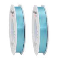 2x Luxe turquoise satijnen lint rollen 1,5 cm x 25 meter cadeaulint verpakkingsmateriaal - Cadeaulinten - thumbnail