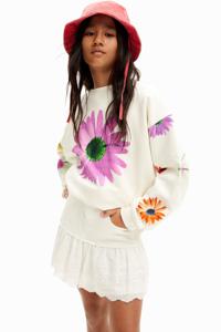 Oversized sweatshirt madeliefjes - WHITE - L