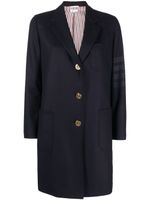 Thom Browne manteau droit à bandes contrastantes - Bleu - thumbnail