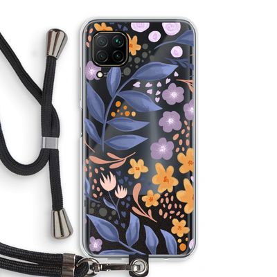 Flowers with blue leaves: Huawei P40 Lite Transparant Hoesje met koord