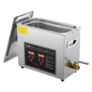 VEVOR ultrasoonreiniger ultrasoon roestvrijstalen reinigingsapparaat 349 W, 6 L ultrasoon reinigingsapparaat met digitaal display 0-30 minuten, ultrasoon reinigen voor sieraden, brillen, horloges enz.