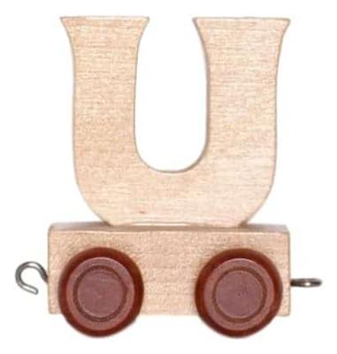 Bongers Speelgoed Houten letter u met wieltjes 6 cm hoog