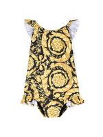 Versace Kids maillot de bain volanté à fleurs - Jaune