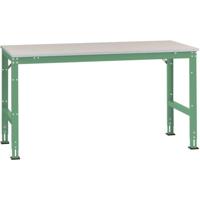 Manuflex AU6117.6011 Werk aanschuiftafel universele standaard met kunststof plaat, bxdxh = 2000 x 800 x 760-870 mm Reseda groen (RAL 9010)