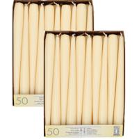 Dinerkaarsen/kandelaarkaarsen Mega pack - 100x stuks - creme wit - Gotisch - 25 cm