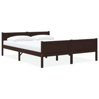 Bedframe massief grenenhout donkerbruin 120x200 cm