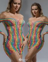 * CINDYLOVE Rainbow Off Shoulder netjurkje CL60215 * CINDYLOVE Rainbow Off Shoulder netjurkje CL60215