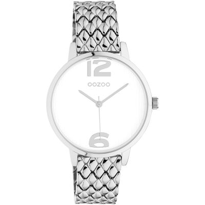 OOZOO C11020 Horloge Timepieces staal zilverkleurig-wit 38 mm