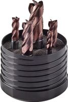 Promat Schachtfrees-set | DIN 6527 L | d. 6/8/10/12/16 mm snedeaantal 4 | VHM TiAIN | 5-delig kunststofbox - 4000866361 4000866361